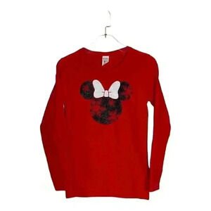Gildan Women’s Heavy Cotton Minnie Christmas Long Sleeve T-Shirt-SIZE-SMALL